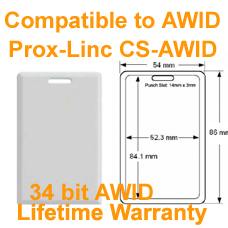 Proximity Clamshell Card 34bit AWID Format Compatible with 34bit AWID Prox-Linc CS-AWID